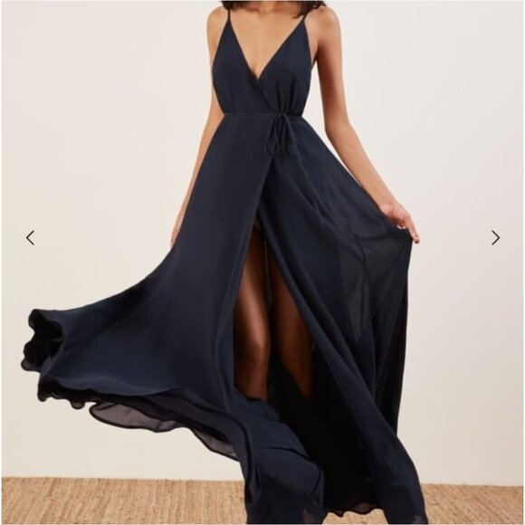 Reformation Callalily Dress in Navy Blue Size 4 - Picture 4 of 16